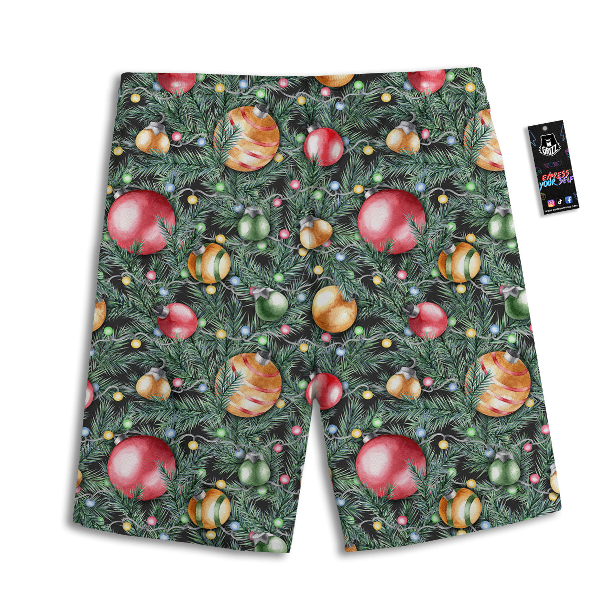 Merry Christmas Watercolor Print Pattern Men's Athletic Shorts