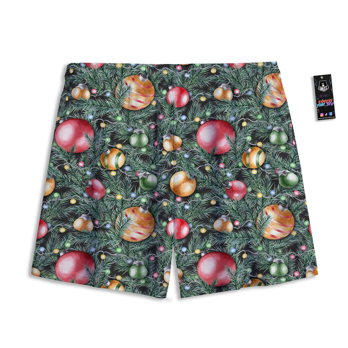 Merry Christmas Watercolor Print Pattern Mesh Shorts