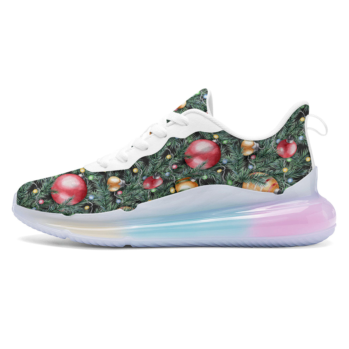 Merry Christmas Watercolor Print Pattern Running Sneakers-grizzshop