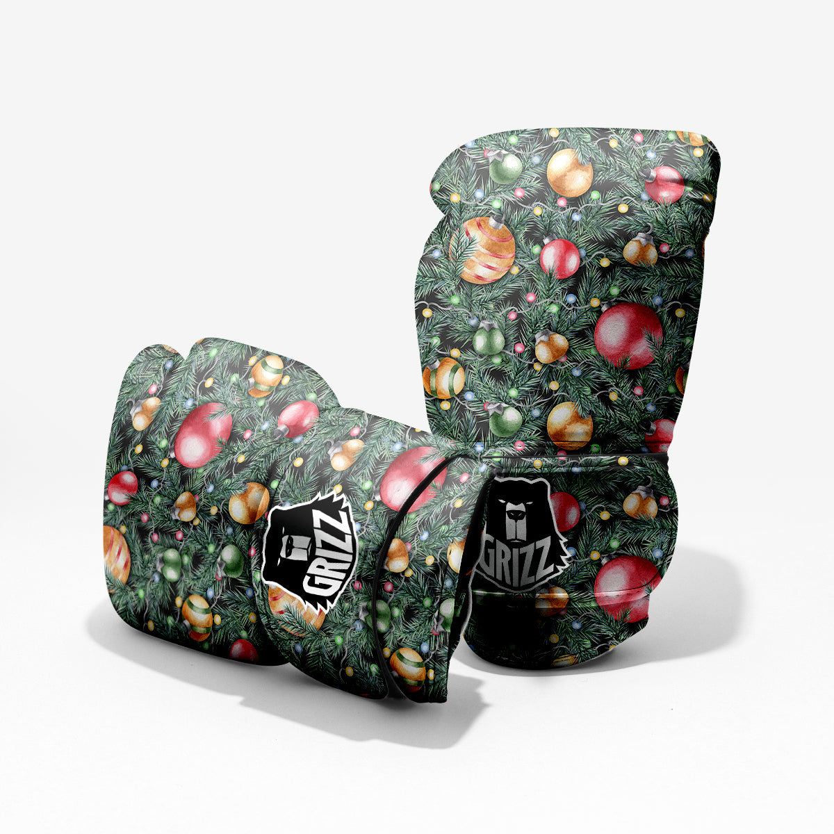 Merry Christmas Watercolor Print Pattern Pro Boxing Glove