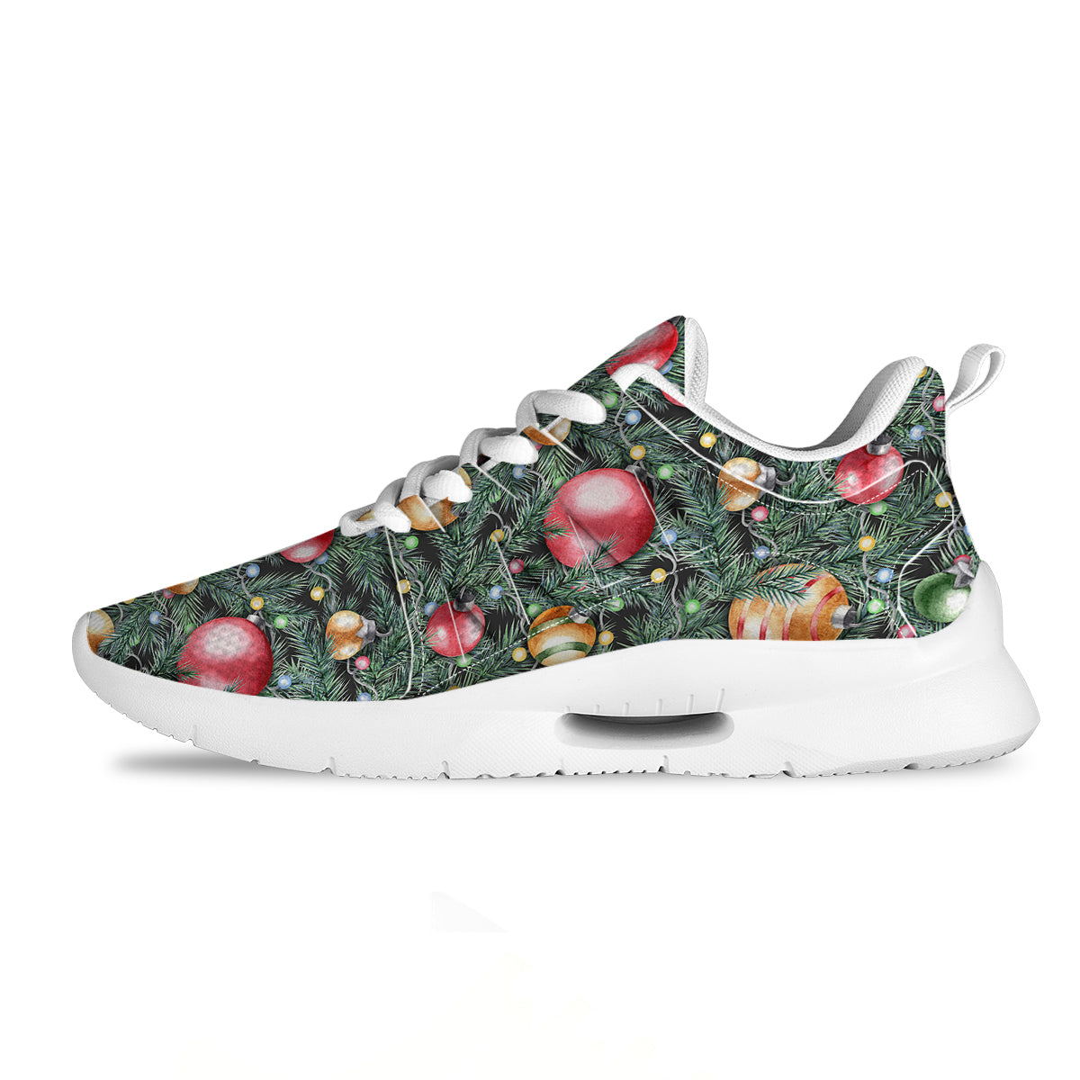 Merry Christmas Watercolor Print Pattern Tennis Shoes-grizzshop