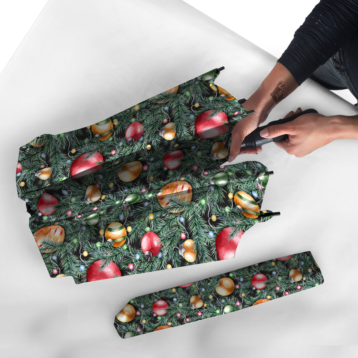 Merry Christmas Watercolor Print Pattern Umbrella-grizzshop