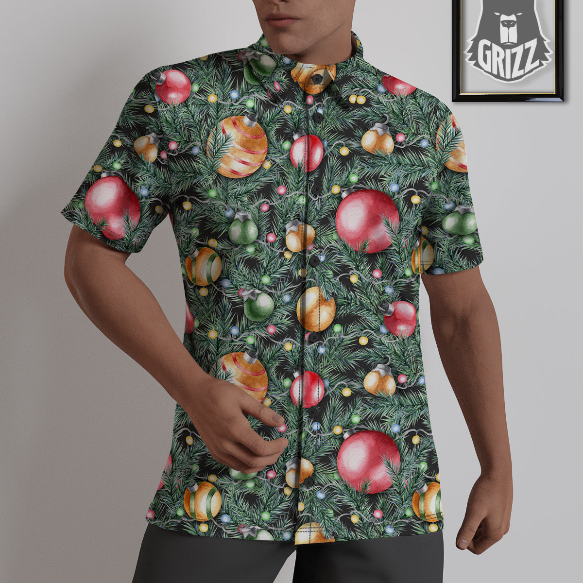 Merry Christmas Watercolor Print Pattern Untucked Shirts-grizzshop