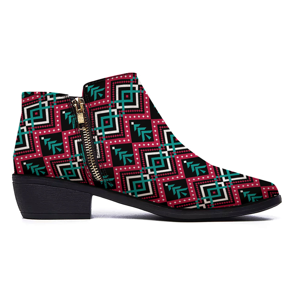 Merry Christmas Zigzag Print Pattern Ankle Boots-grizzshop
