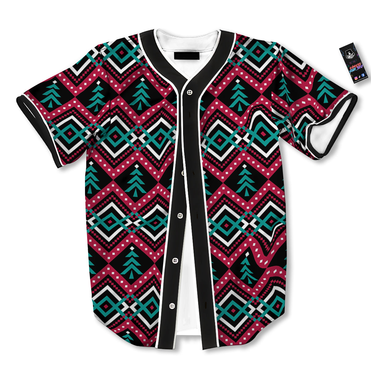 Merry Christmas Zigzag Print Pattern Baseball Jersey-grizzshop