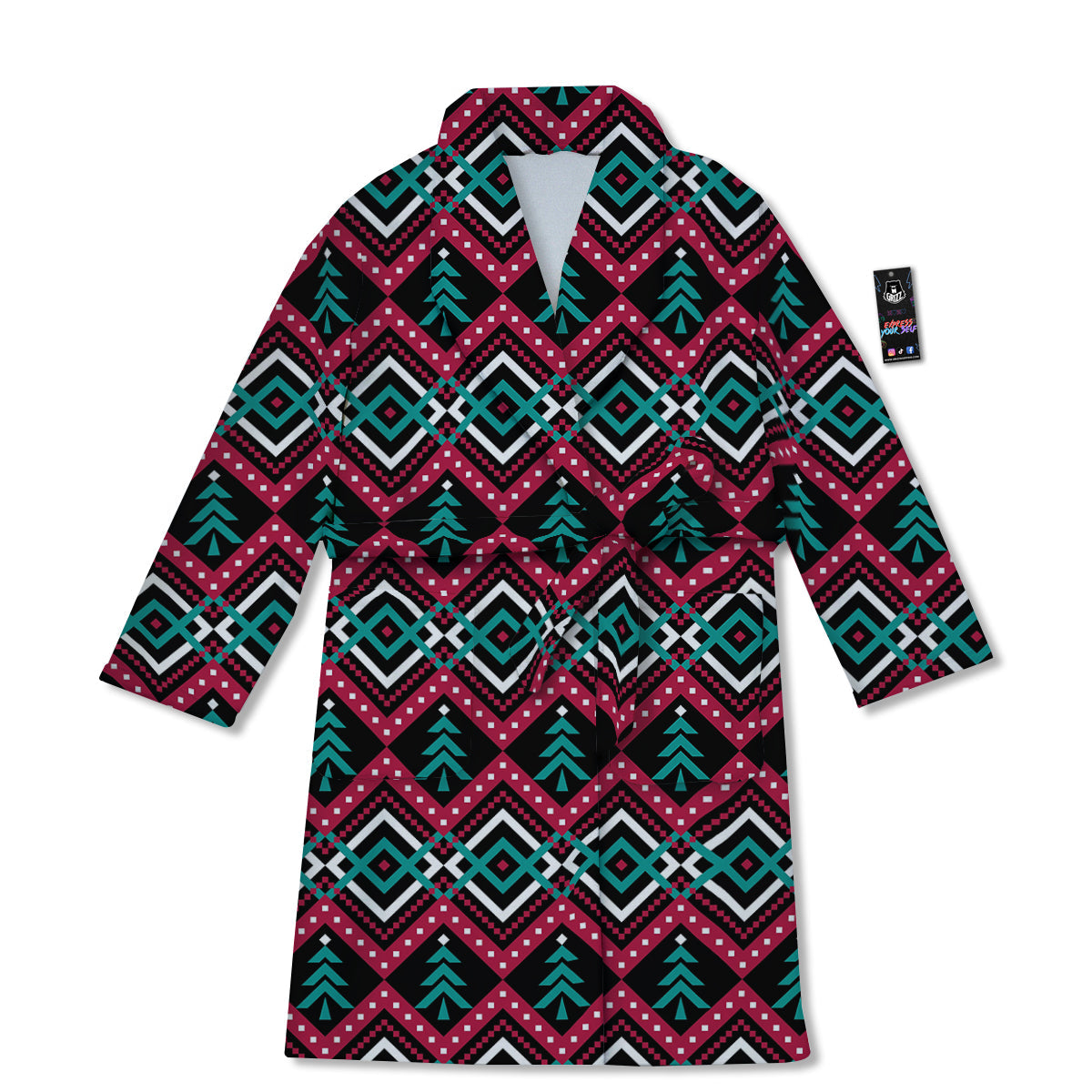 Merry Christmas Zigzag Print Pattern Bathrobe-grizzshop