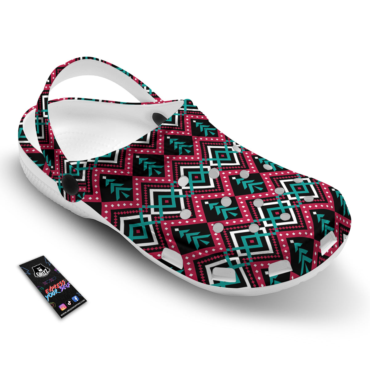 Merry Christmas Zigzag Print Pattern Clog-grizzshop