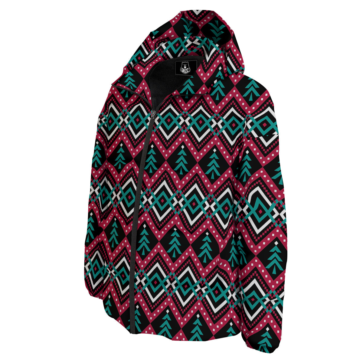 Merry Christmas Zigzag Print Pattern Down Jacket-grizzshop