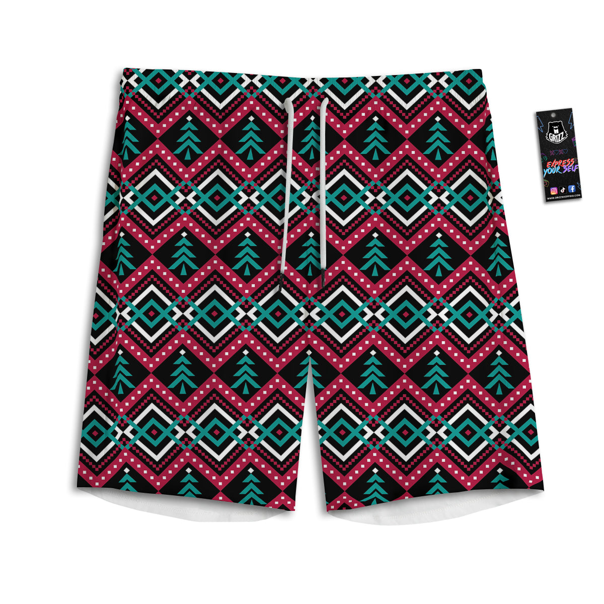 Merry Christmas Zigzag Print Pattern Men's Athletic Shorts