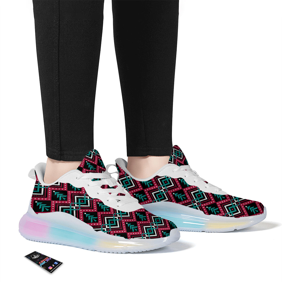 Merry Christmas Zigzag Print Pattern Running Sneakers-grizzshop