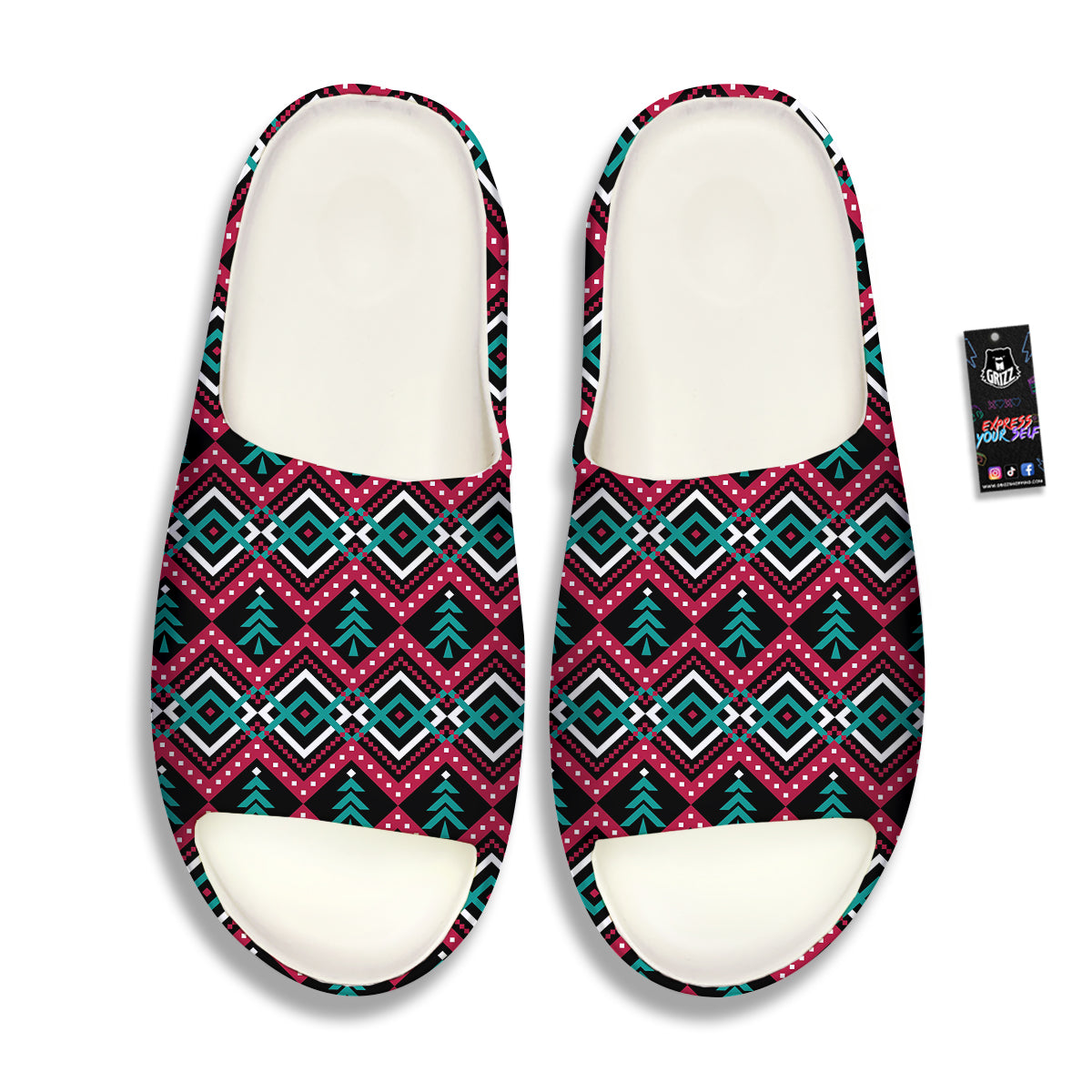 Merry Christmas Zigzag Print Pattern Sandals-grizzshop