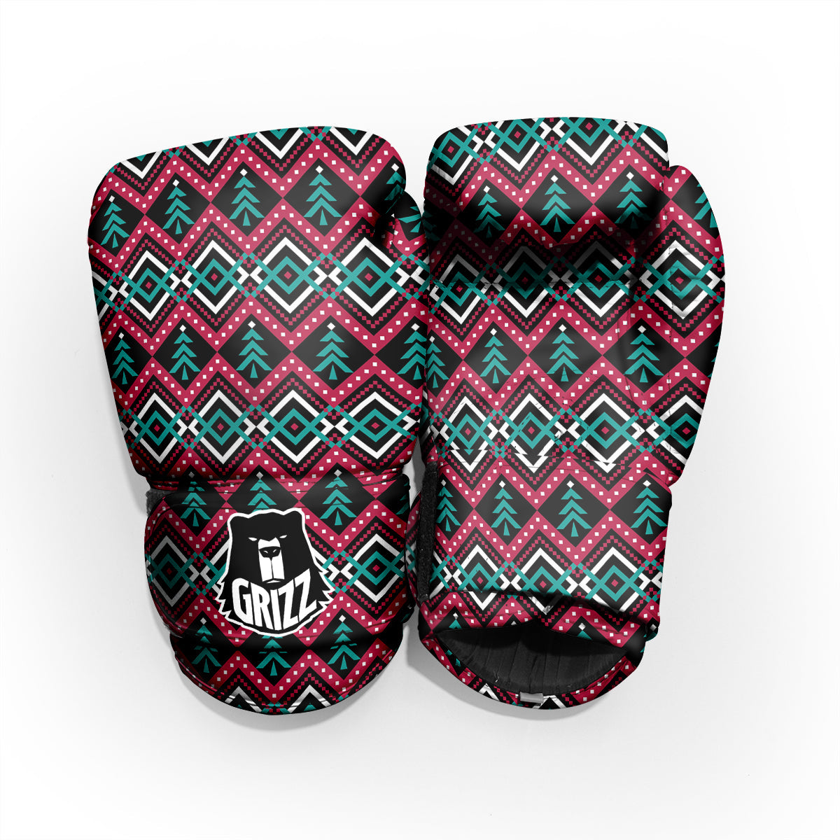 Merry Christmas Zigzag Print Pattern Pro Boxing Glove