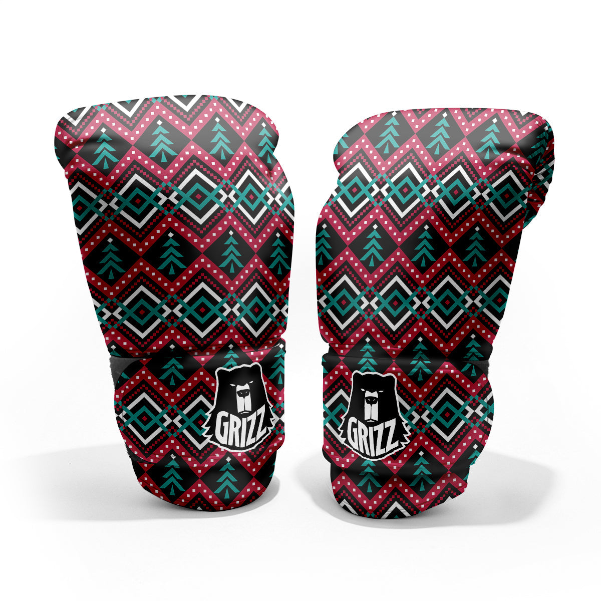 Merry Christmas Zigzag Print Pattern Pro Boxing Glove