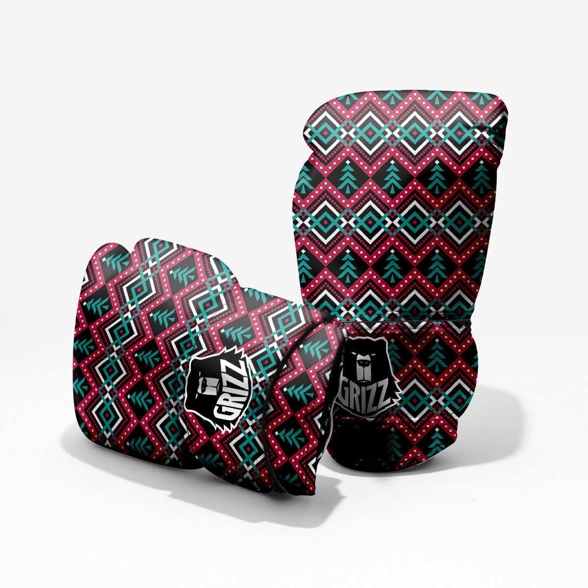 Merry Christmas Zigzag Print Pattern Pro Boxing Glove