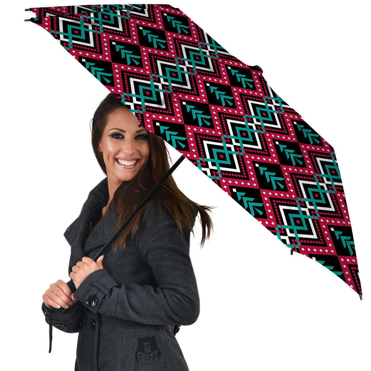 Merry Christmas Zigzag Print Pattern Umbrella-grizzshop