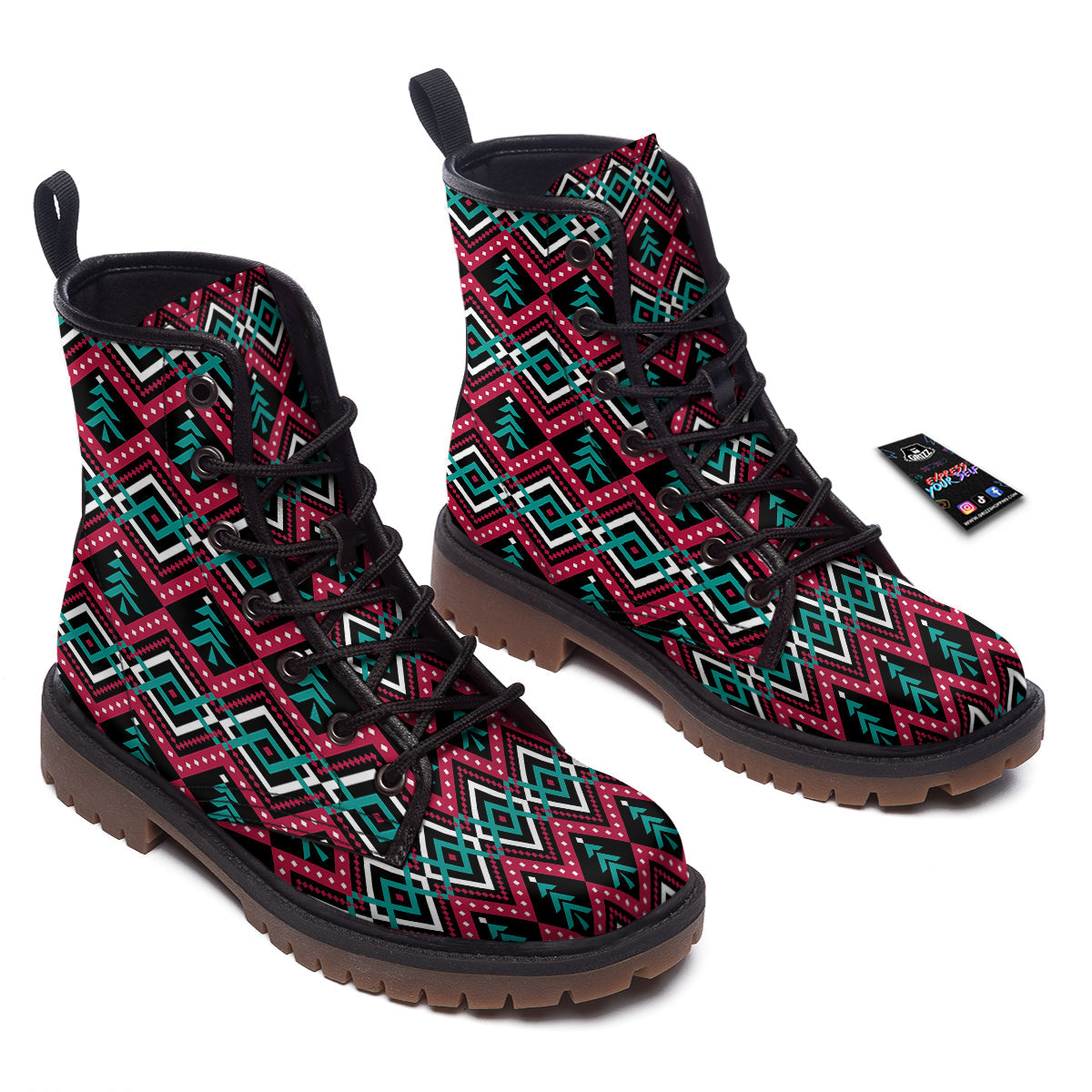 Merry Christmas Zigzag Print Pattern Work Boots-grizzshop