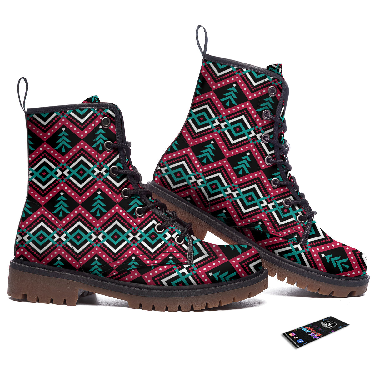 Merry Christmas Zigzag Print Pattern Work Boots-grizzshop