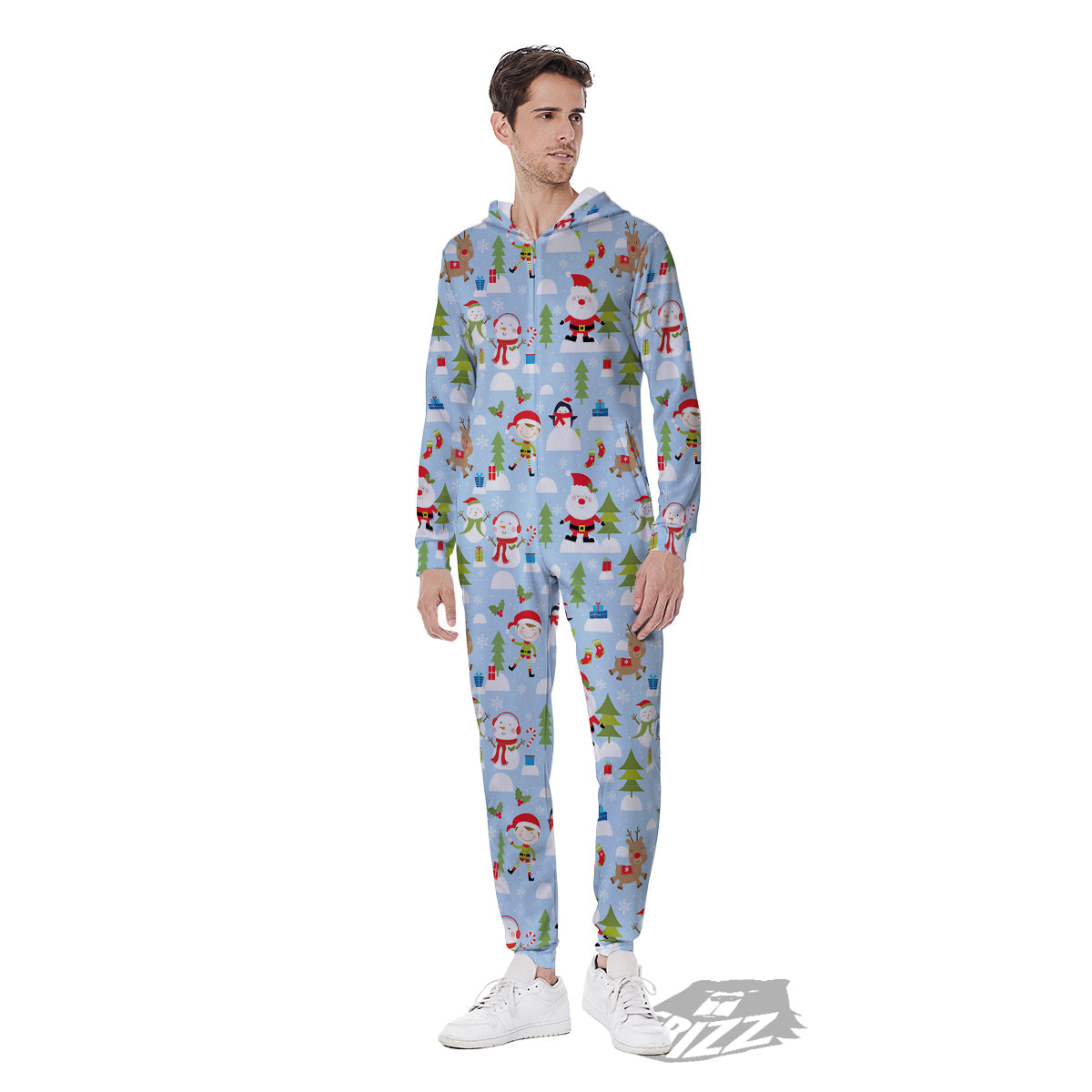 Merry Christmas Cute Print Pattern Men's Jumpsuit-grizzshop