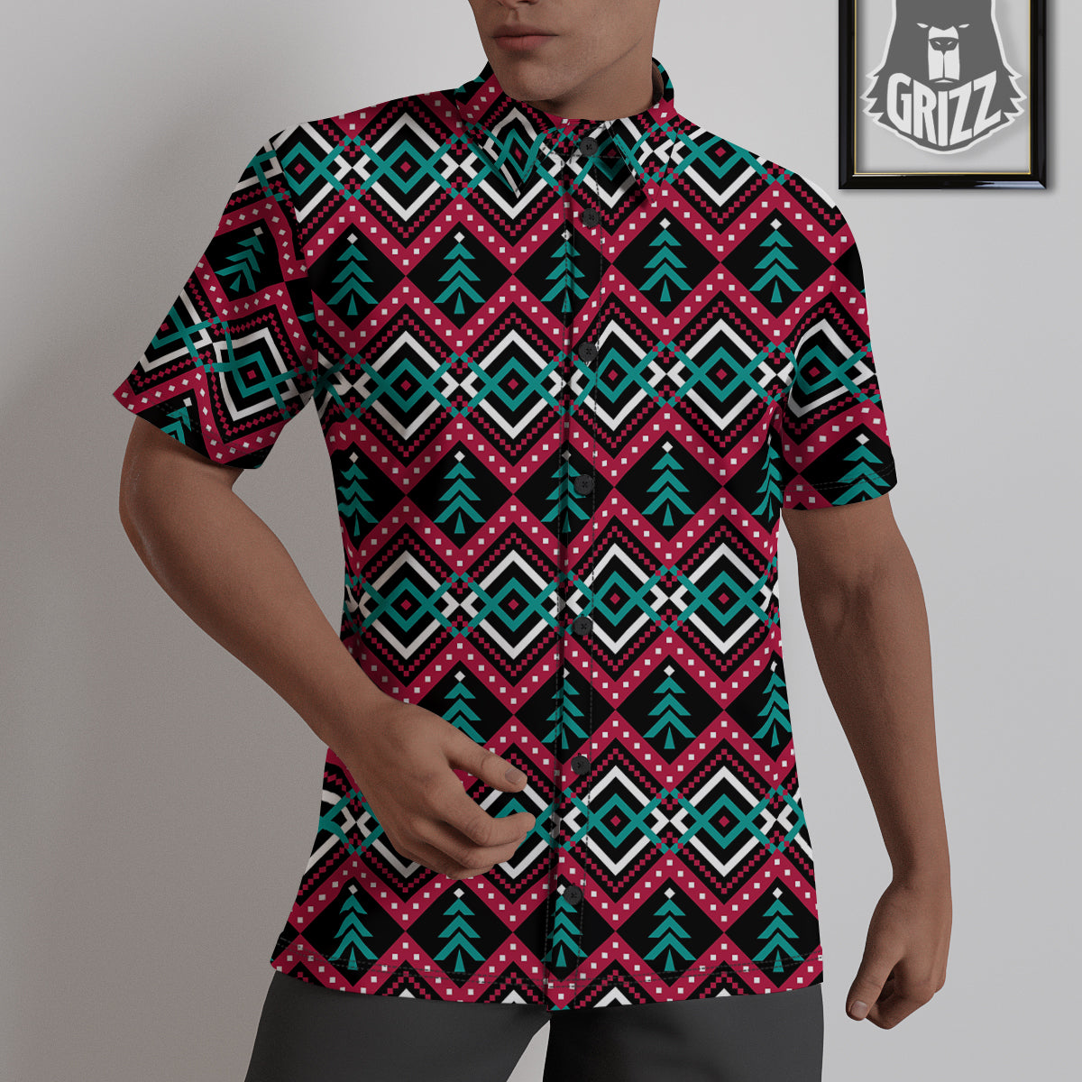 Merry Christmas Zigzag Print Pattern Untucked Shirts-grizzshop