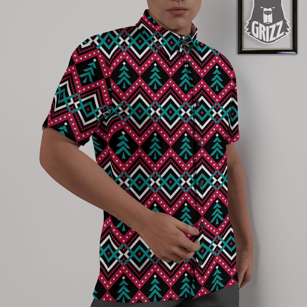 Merry Christmas Zigzag Print Pattern Untucked Shirts-grizzshop