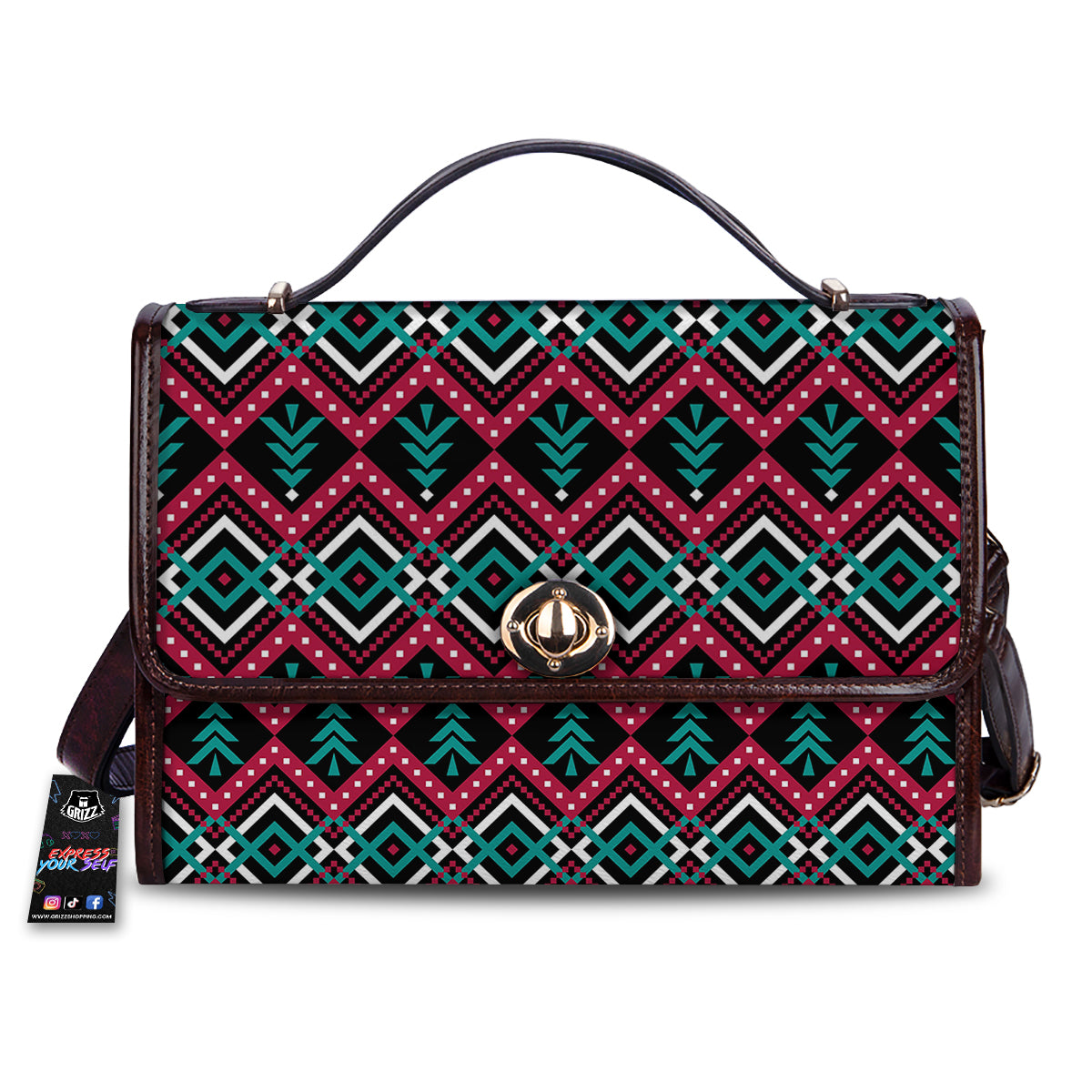 Merry Christmas Zigzag Print Pattern Women's Satchel Bag