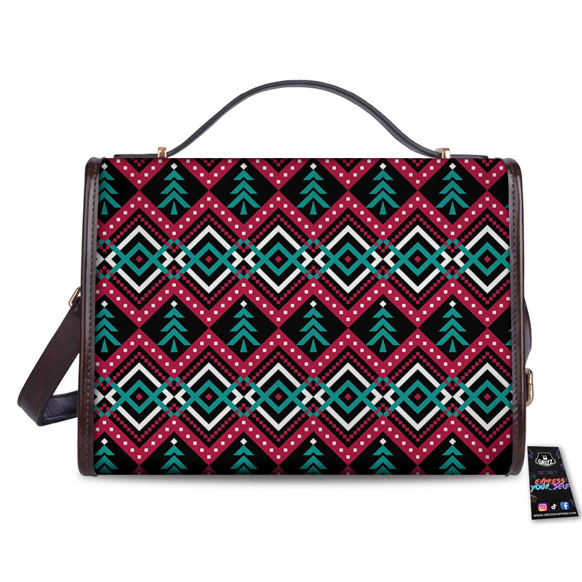 Merry Christmas Zigzag Print Pattern Women's Satchel Bag