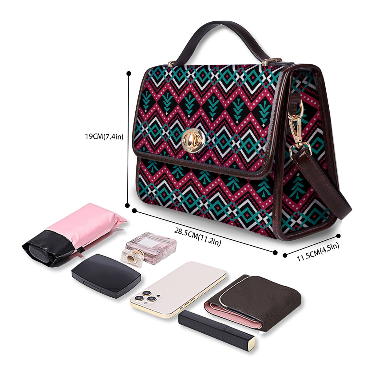 Merry Christmas Zigzag Print Pattern Women's Satchel Bag