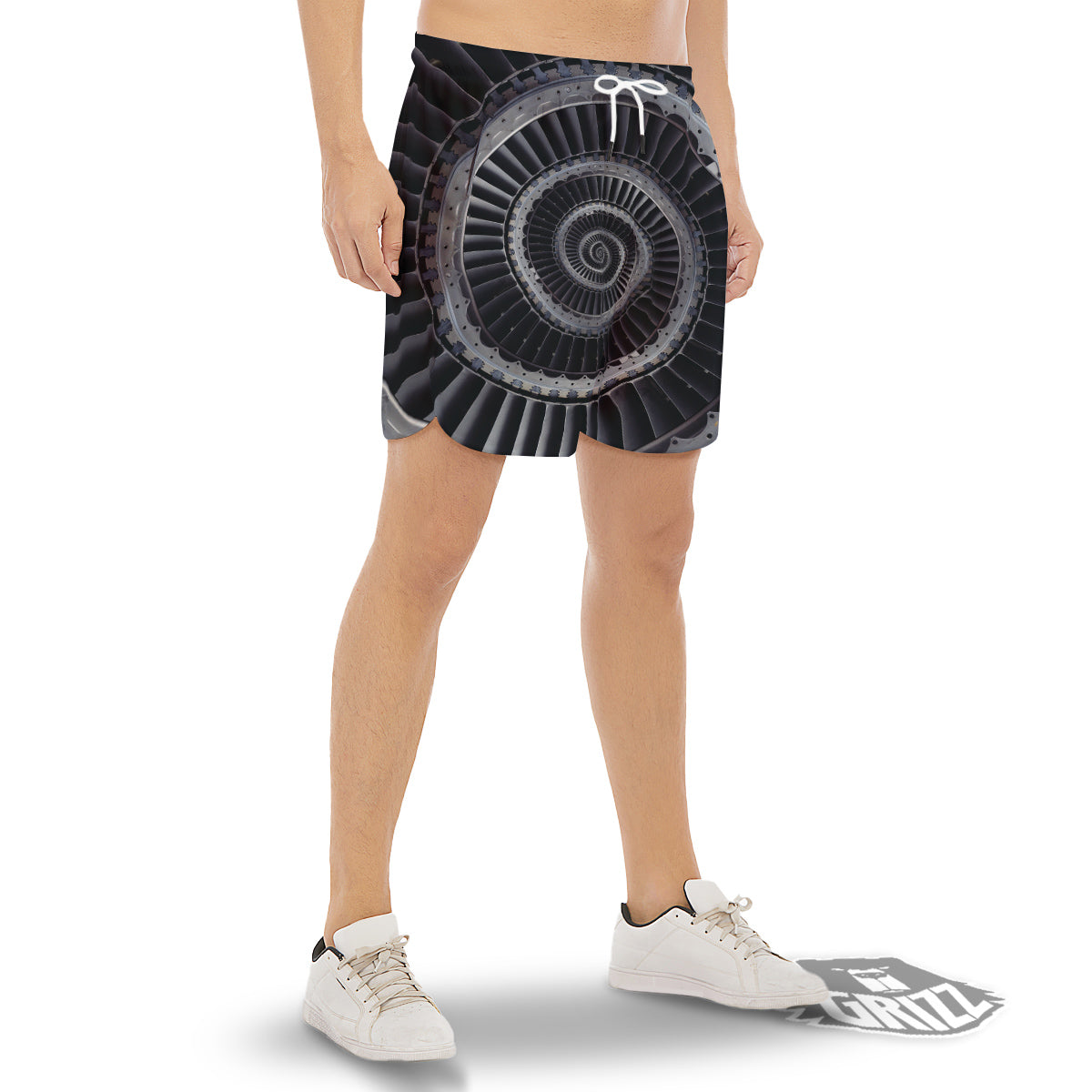 Metal Spiral Dark Navy Print Men's Gym Shorts-grizzshop