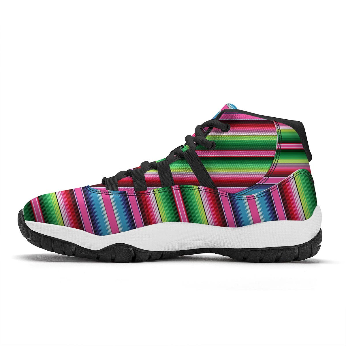 Mexican Blanket Baja Serape Pattern Print Black Bball Shoes-grizzshop