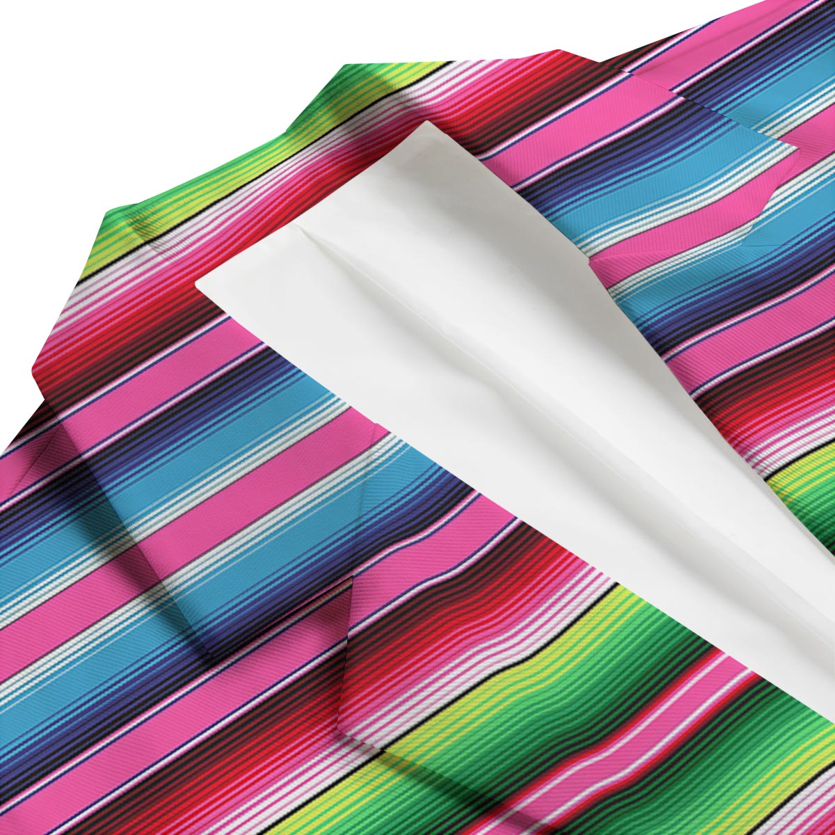 Mexican Blanket Baja Serape Pattern Print Men's Blazer-grizzshop