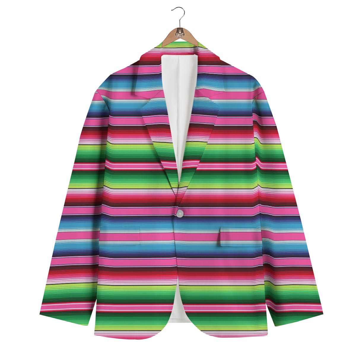 Mexican Blanket Baja Serape Pattern Print Men's Blazer-grizzshop