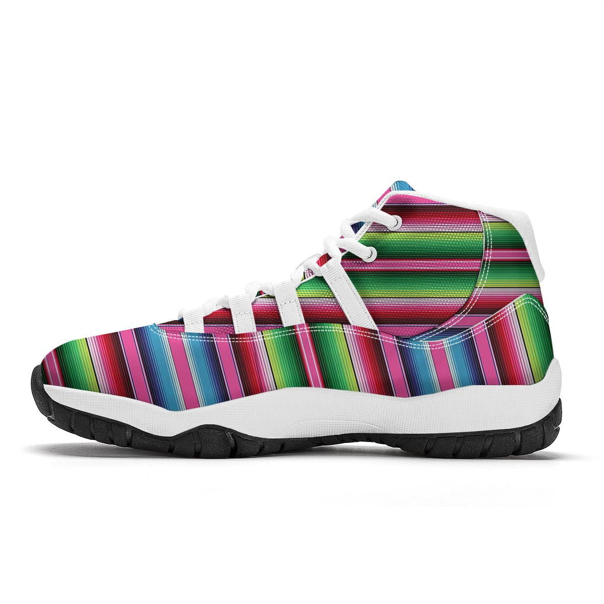 Mexican Blanket Baja Serape Pattern Print White Bball Shoes-grizzshop