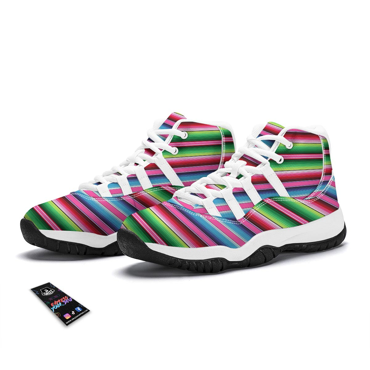 Mexican Blanket Baja Serape Pattern Print White Bball Shoes-grizzshop