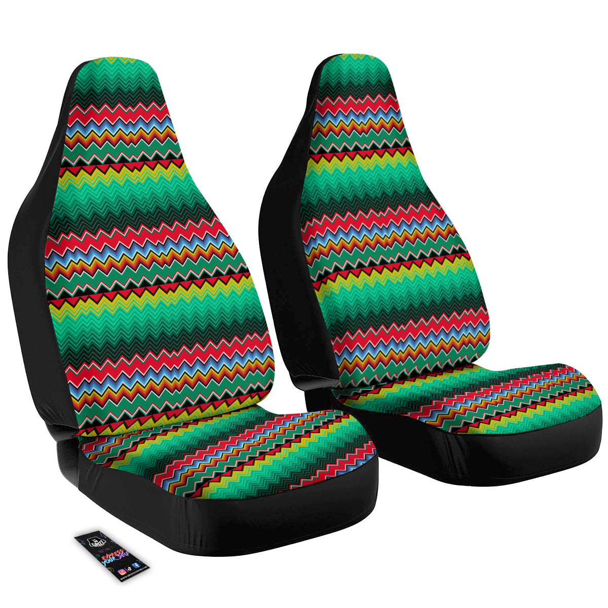 Mexican Blanket Zigzag Colorful Print Car Seat Covers-grizzshop