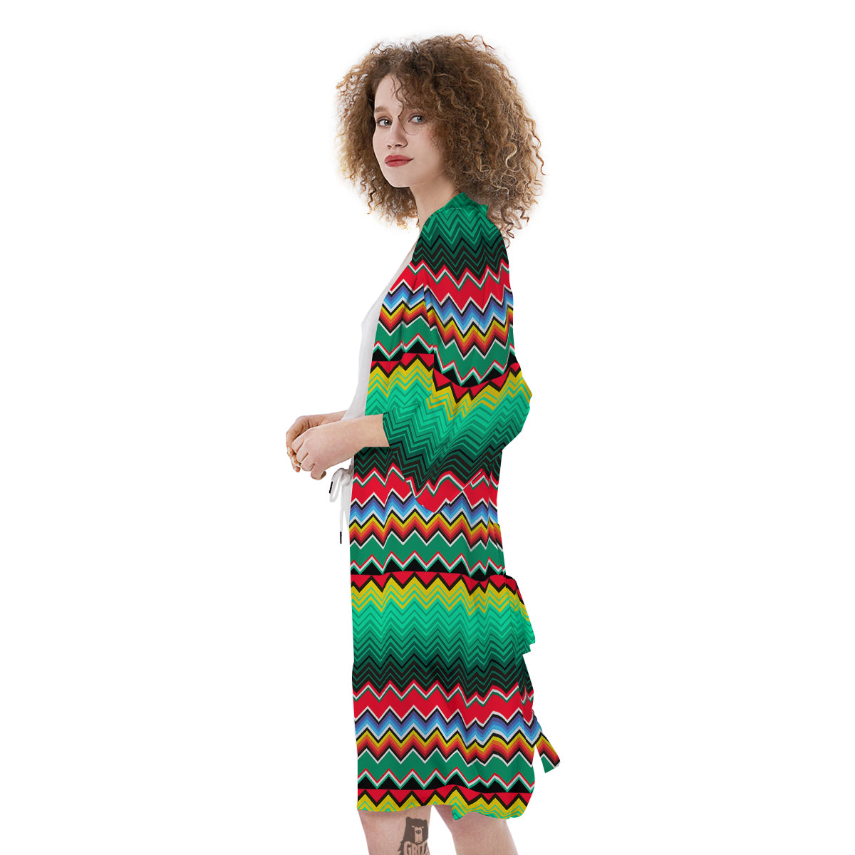 Mexican Blanket Zigzag Colorful Print Kimono-grizzshop