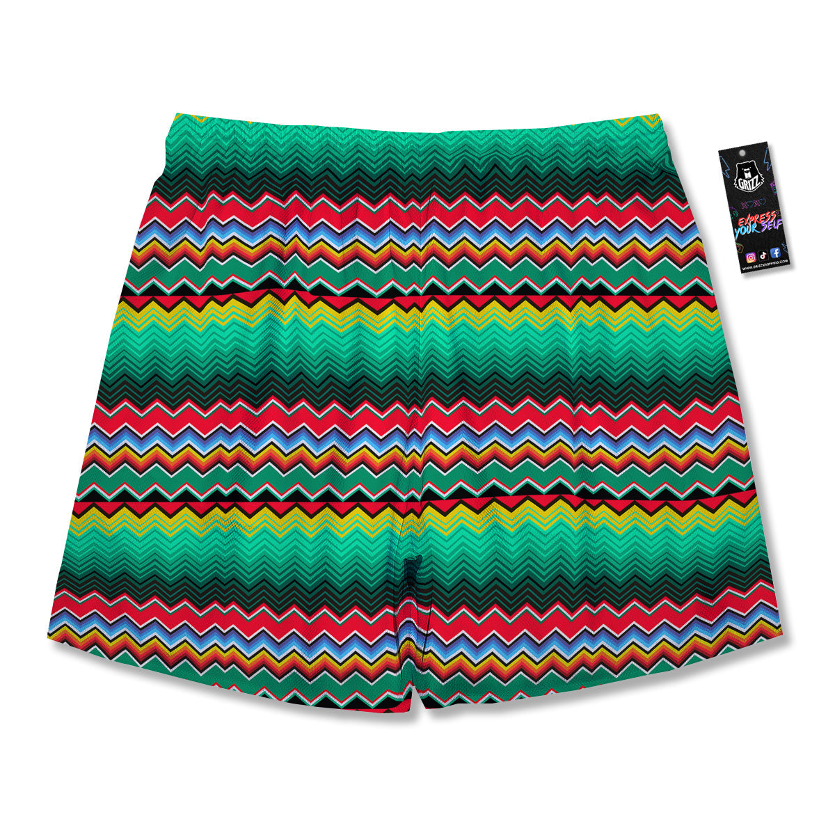 Mexican Blanket Zigzag Colorful Print Men's Running Shorts-grizzshop