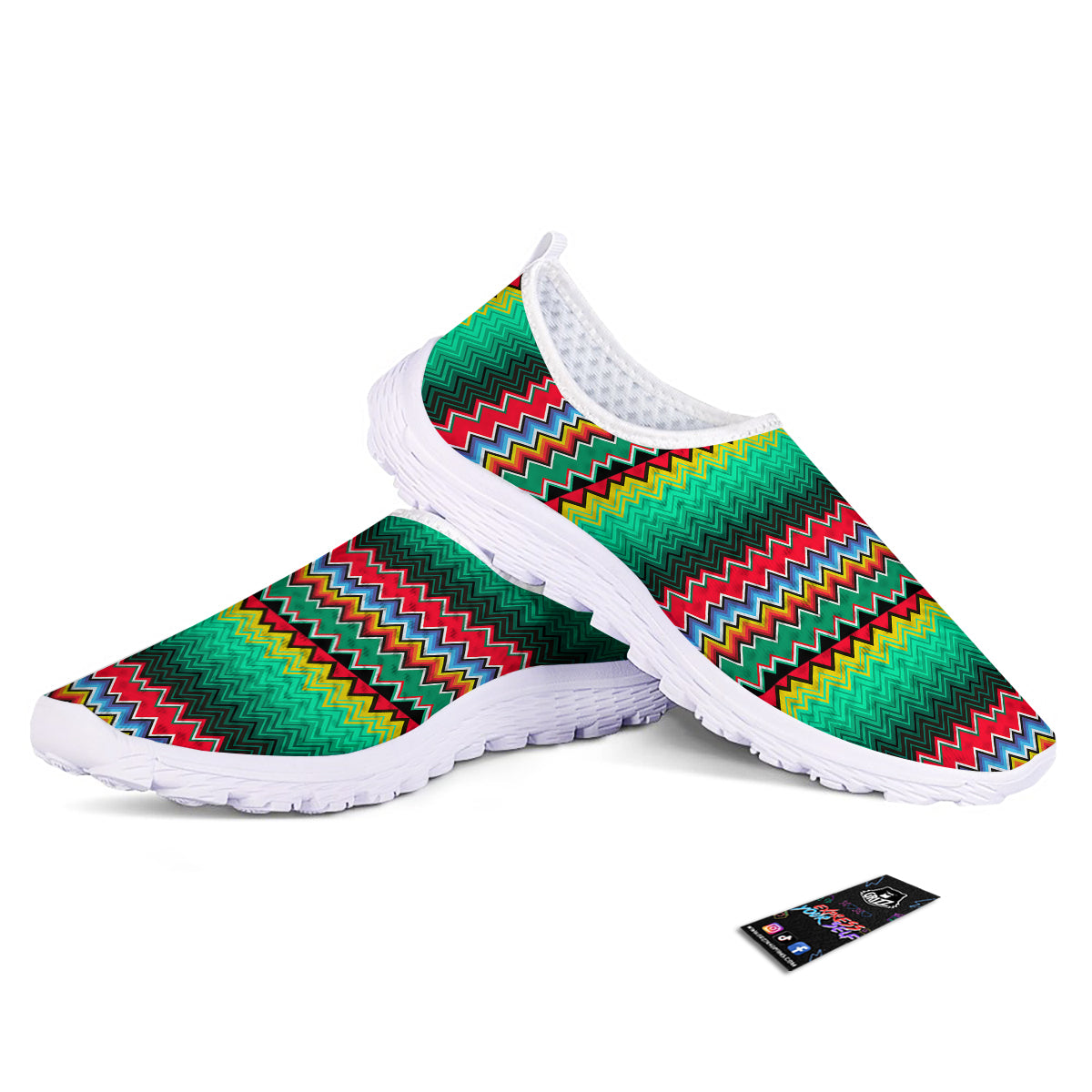 Mexican Blanket Zigzag Colorful Print Nurse Shoes-grizzshop