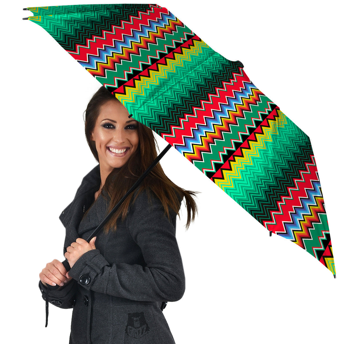 Mexican Blanket Zigzag Colorful Print Umbrella-grizzshop