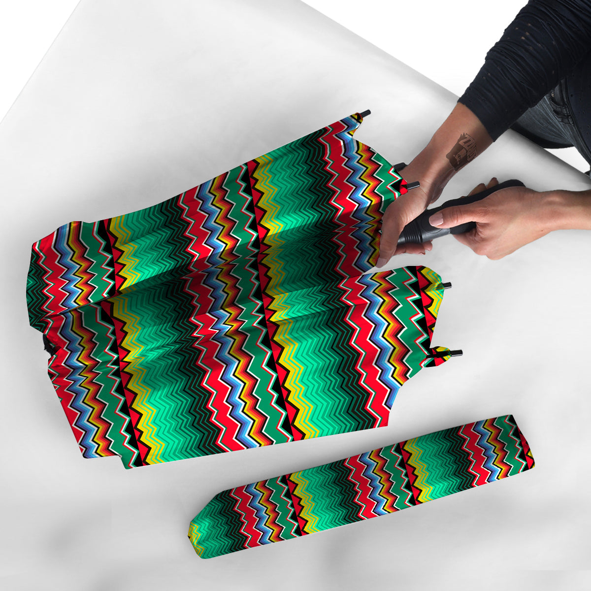 Mexican Blanket Zigzag Colorful Print Umbrella-grizzshop