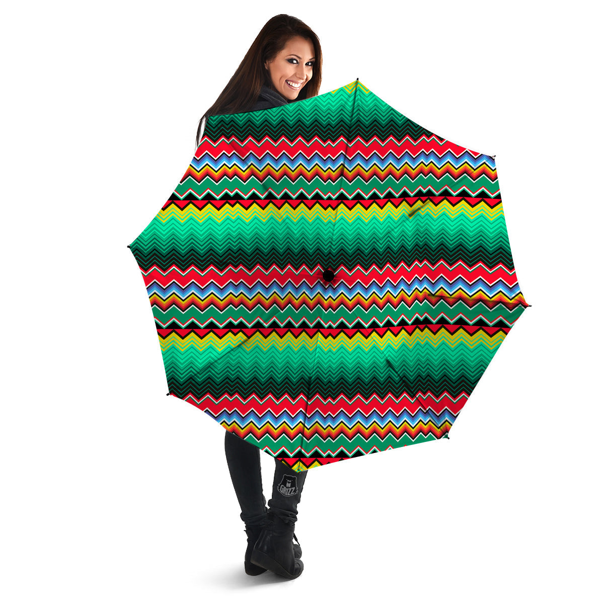 Mexican Blanket Zigzag Colorful Print Umbrella-grizzshop