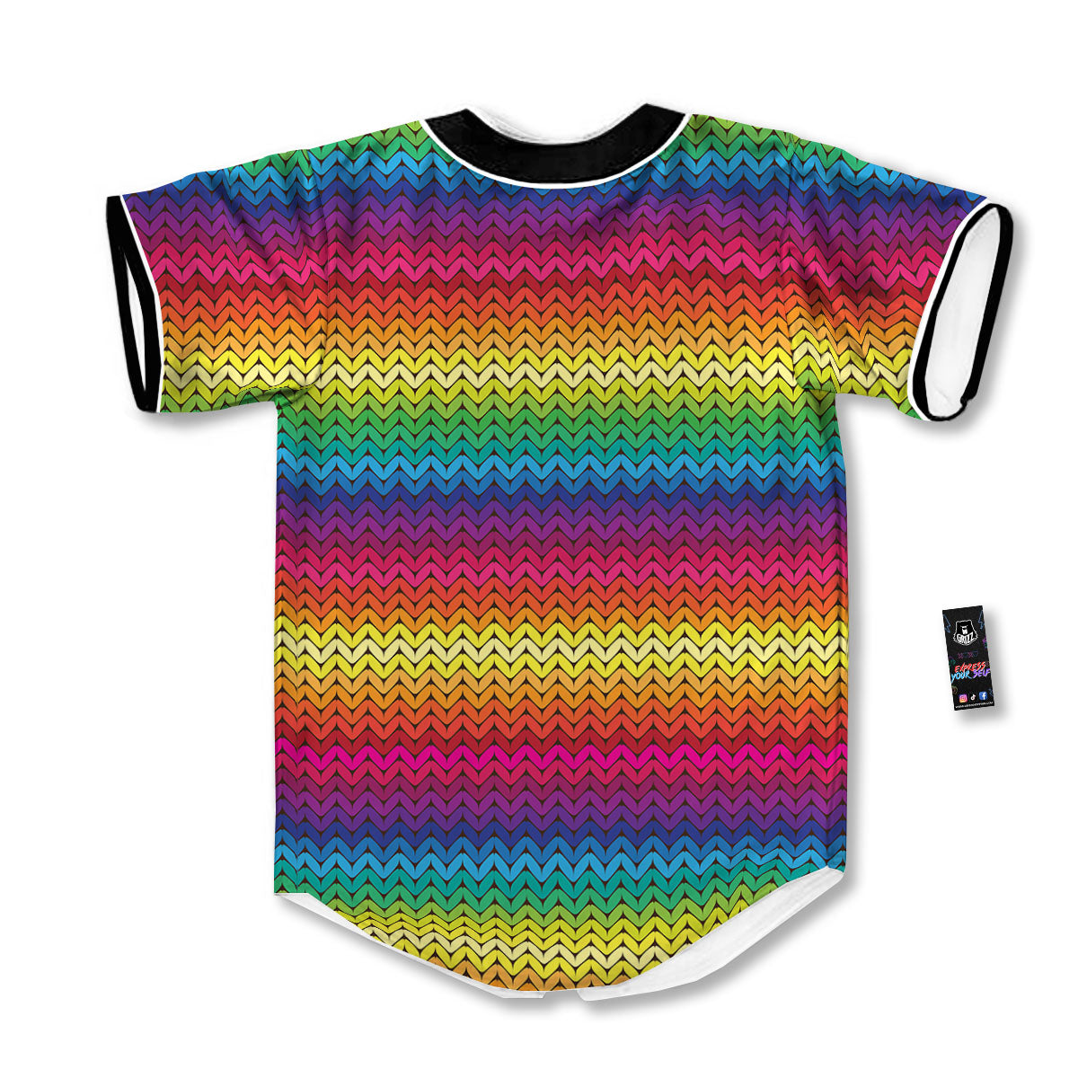 Mexican Rainbow Knitted Print Pattern Baseball Jersey-grizzshop