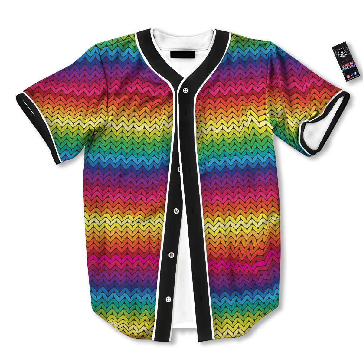 Mexican Rainbow Knitted Print Pattern Baseball Jersey-grizzshop