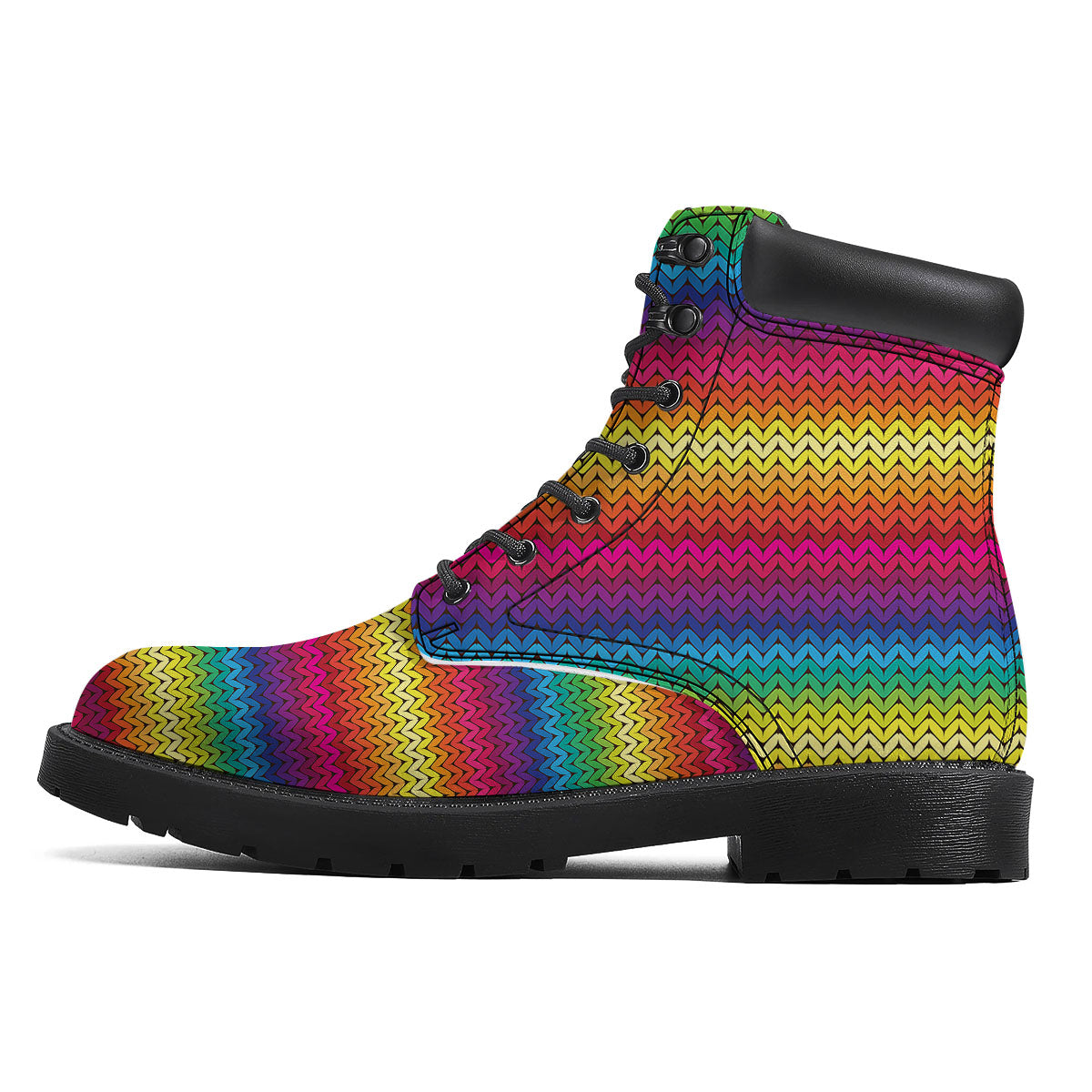 Mexican Rainbow Knitted Print Pattern Boots-grizzshop