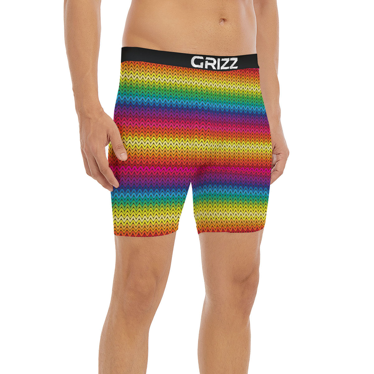 Mexican Rainbow Knitted Print Pattern Boxer Briefs-grizzshop