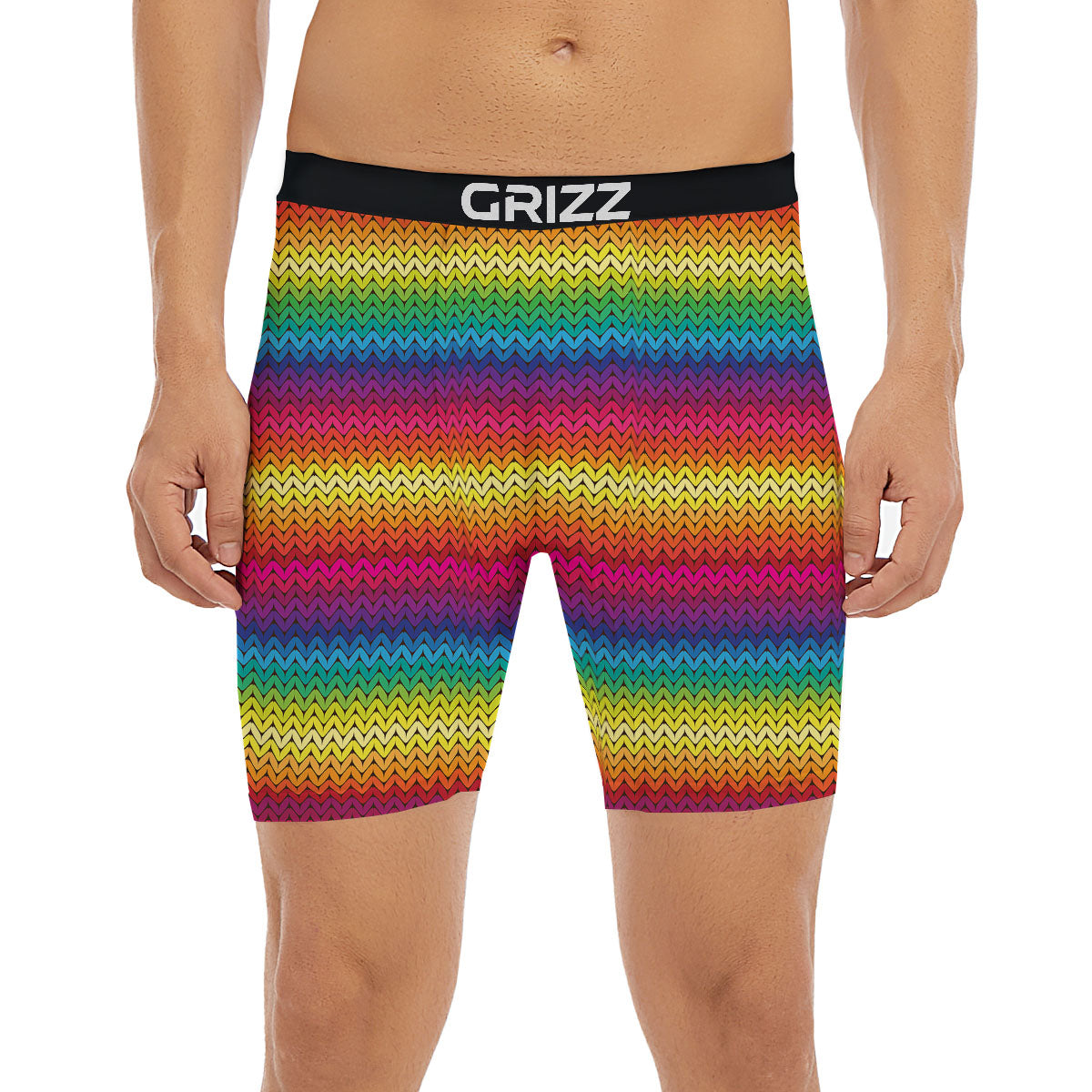 Mexican Rainbow Knitted Print Pattern Boxer Briefs-grizzshop