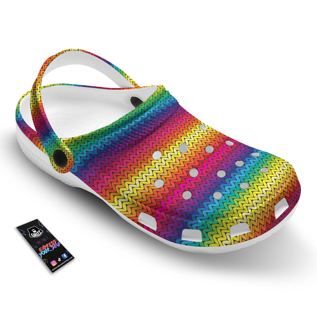 Mexican Rainbow Knitted Print Pattern Clog-grizzshop