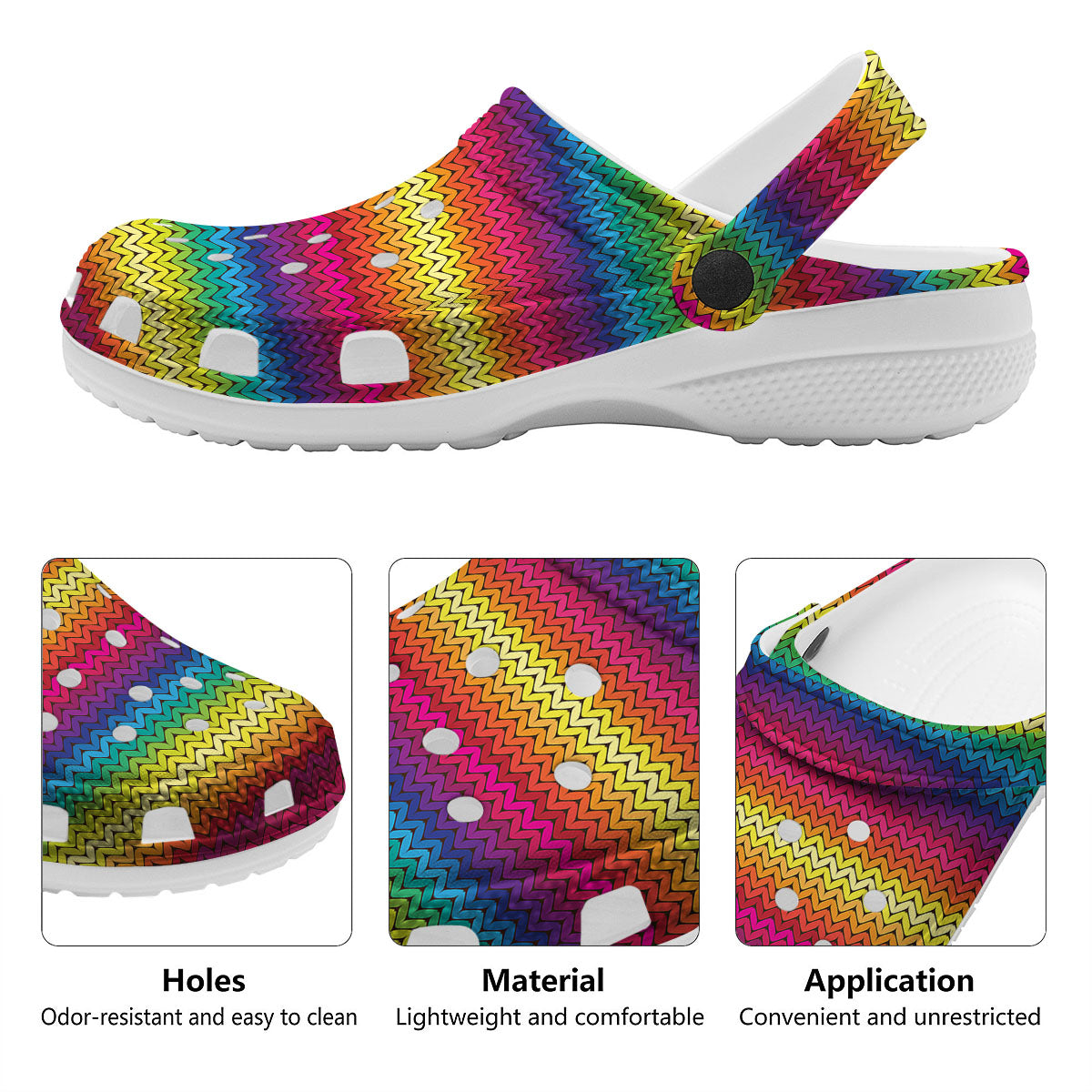 Mexican Rainbow Knitted Print Pattern Clog-grizzshop