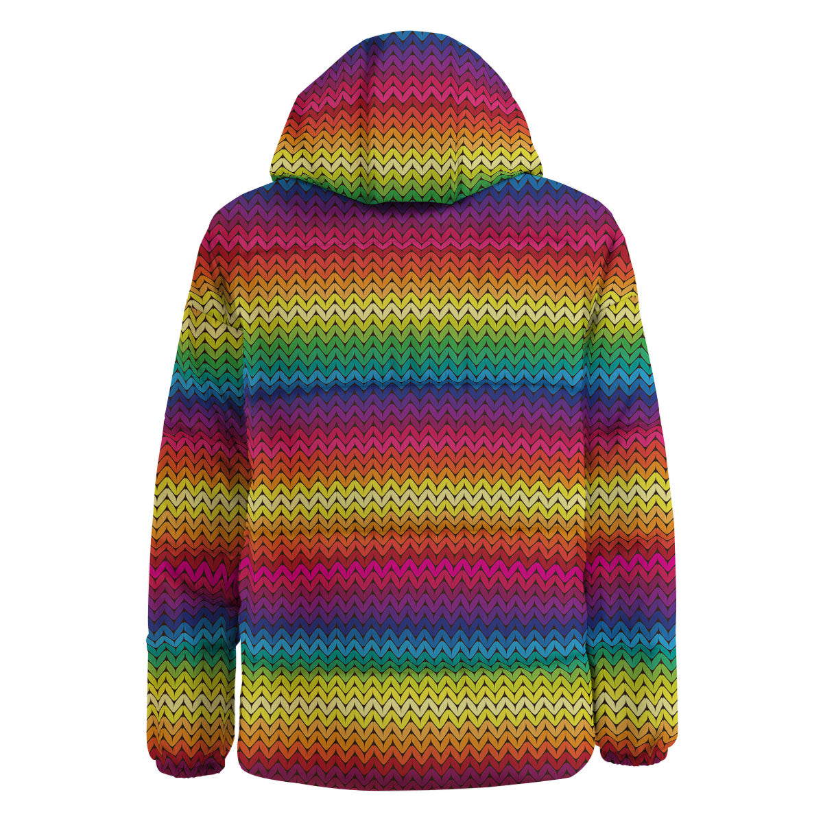 Mexican Rainbow Knitted Print Pattern Down Jacket-grizzshop