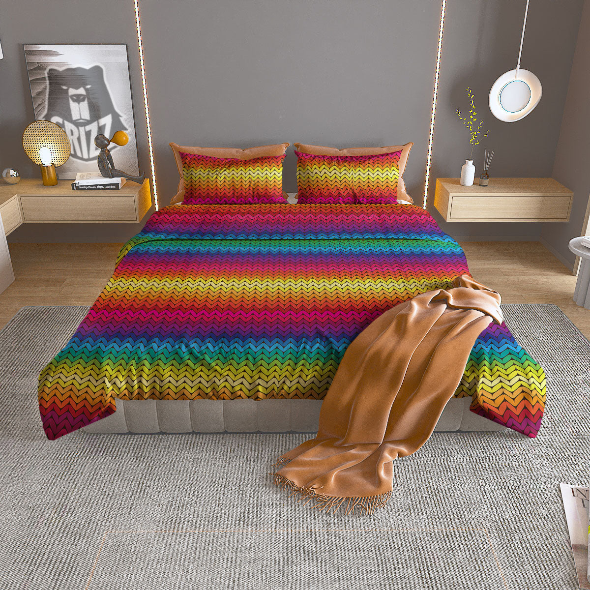 Moving Optical Yellow Dizzy Illusion Duvet Cover Bedding Set
