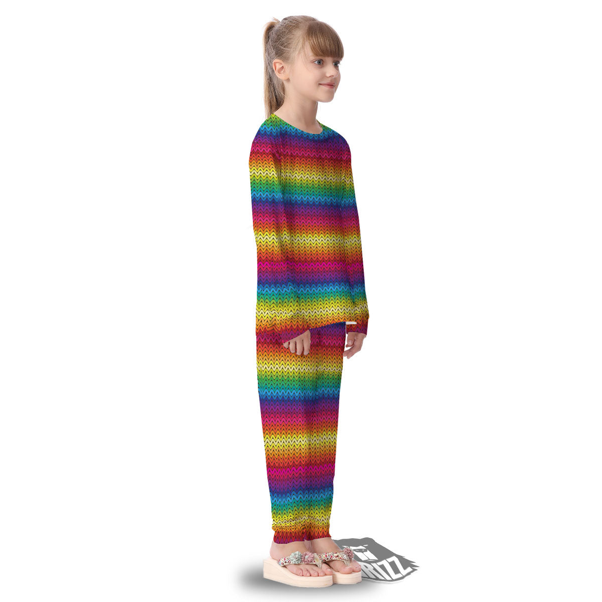 Mexican Rainbow Knitted Print Pattern Kid's Pajamas-grizzshop